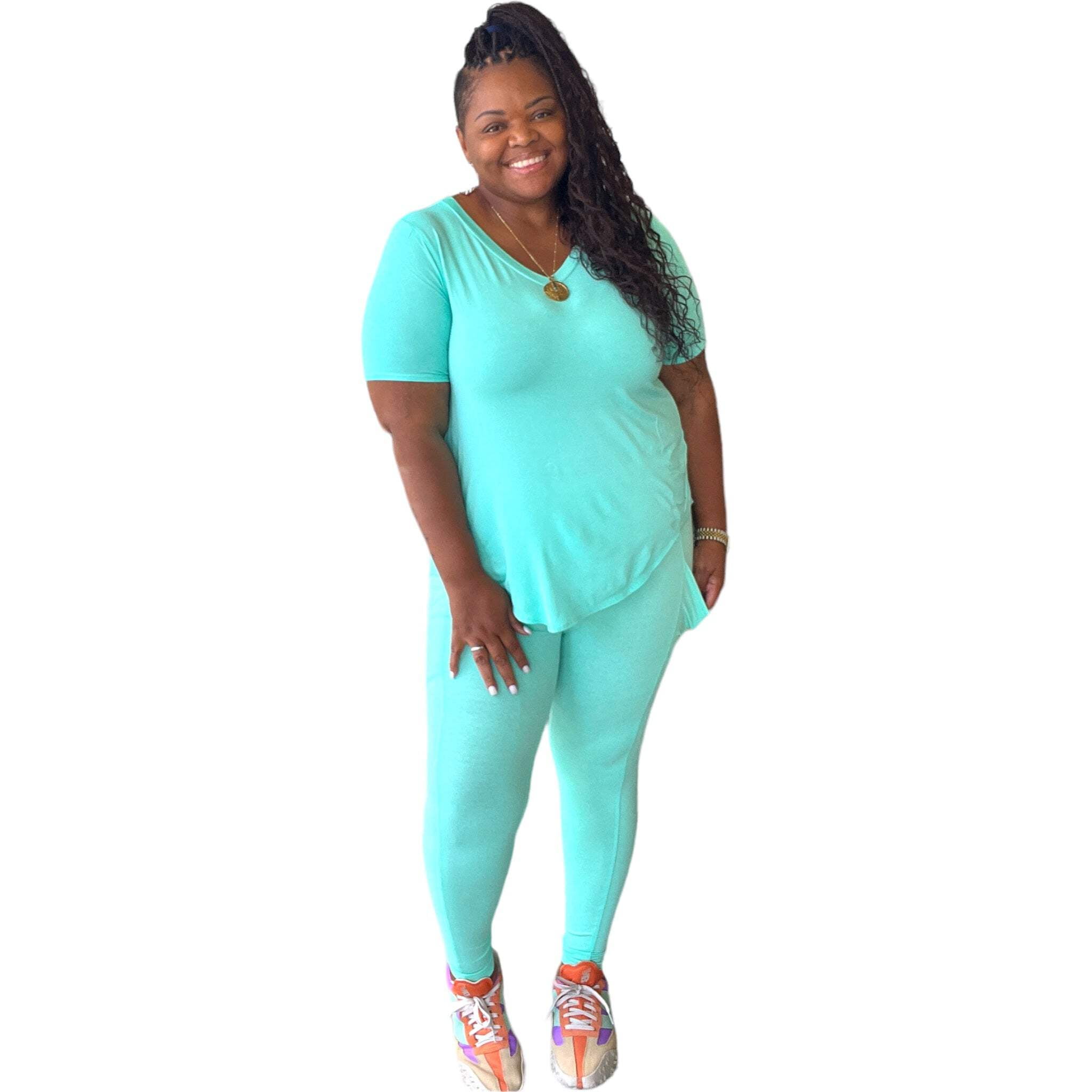 Women's Plus Size Mint Activewear Set