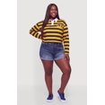 thumbnail image 1 of Women's Plus Size NY Chenille Patch Striped Rugby Polo Top, 1 of 4