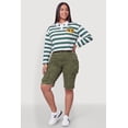 thumbnail image 1 of Women's Plus Size NY Chenille Patch Striped Rugby Polo Top, 1 of 4