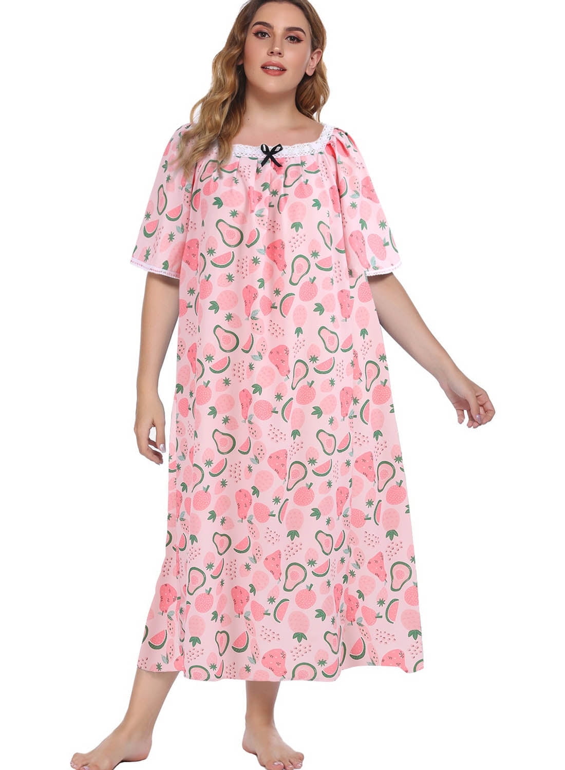 ワンピース Soor ploom 8/9y Winifred Nightdress WBQ Plus Size Nightgowns Womens Square Neck Short Sleeve