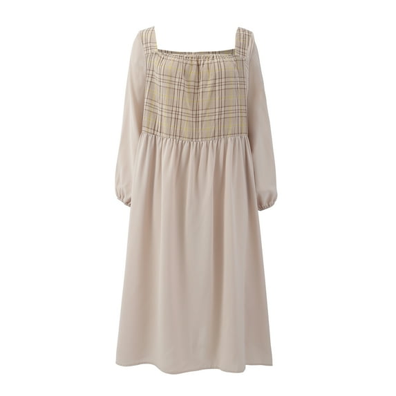 Women's Plus Size Nightgown Long Sleeve Square Neck Nightdress Lattice Stitching Sweet Elegant Sleep Dress Loose Oversized Sleepwear Loungewear, XL-4XL