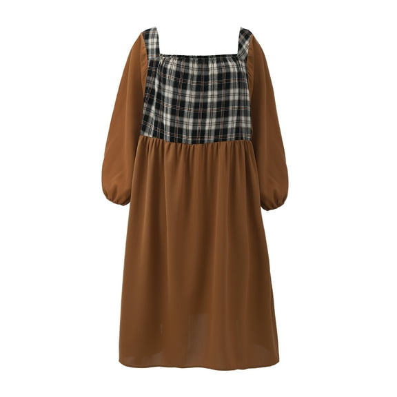 Women's Plus Size Nightgown Long Sleeve Square Neck Nightdress Lattice Stitching Sweet Elegant Sleep Dress Loose Oversized Sleepwear Loungewear, XL-4XL