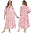 thumbnail image 1 of Women's Plus Size Nightgown Short Sleeve House Dress Sleepwear Long Nightdress Lace Square Neck Night Gown Oversized Loungewear Full Length Loose Sleep Dress Floral Print Sleepshirts,XL-5XL, 1 of 8