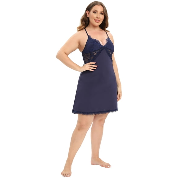 Women's Plus Size Nightgowns Dress Lace Sleeveless Suspender Pajamas Sleepwear for Women