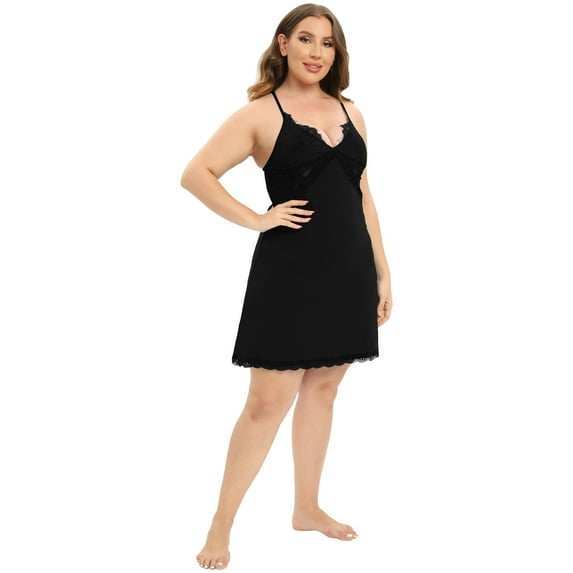 Women's Plus Size Nightgowns Dress Lace Sleeveless Suspender Pajamas Sleepwear for Women