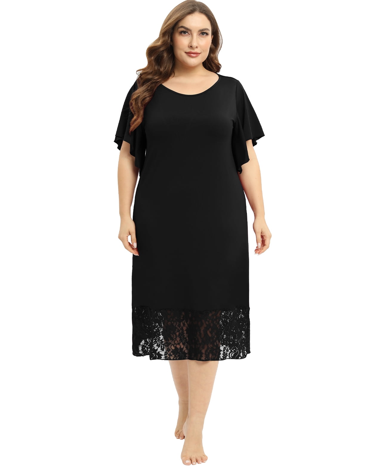 Women's Plus Size Nightgowns Short Sleeve Sleepwear Soft Round Neck Nightdress Pajama Shirts