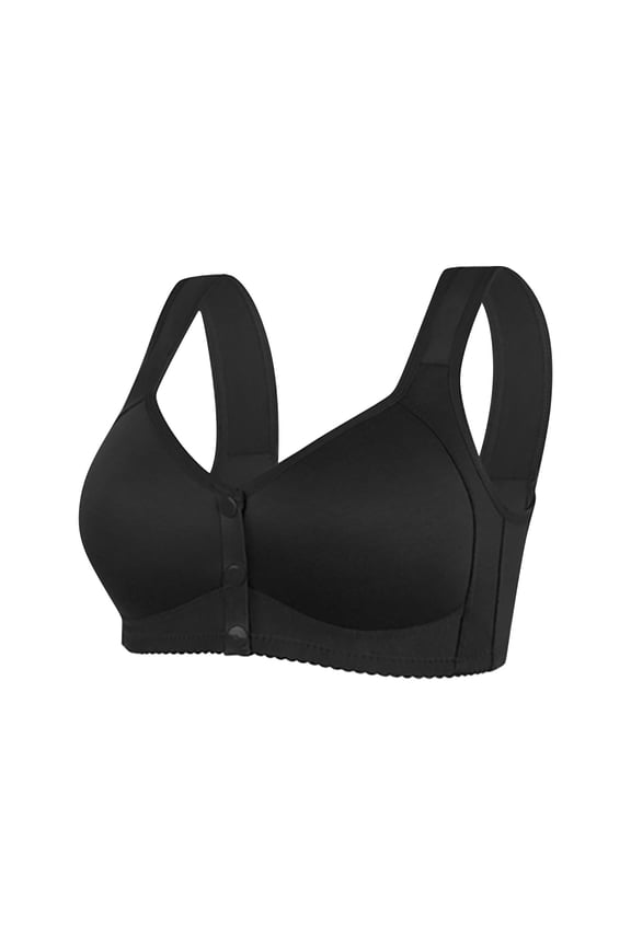 Women's Plus Size No Steel Ring Front Close Bra, T Back Design, Seamless Unlined, Suitable for Large Busts, Comfortable and Supportive