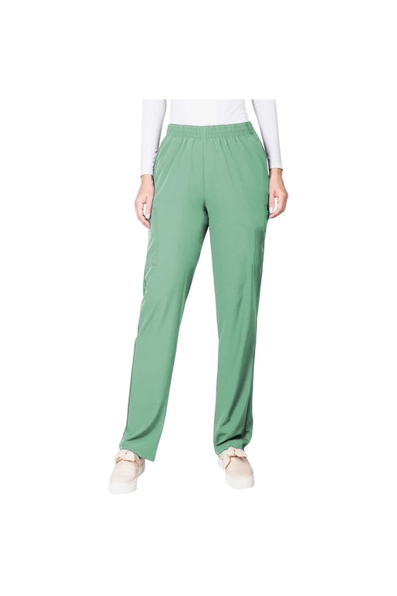 Women's Plus Size Nurse Laboratory Work Pants - Elastic Waist Drawstring Scrub Pants, Green Size S