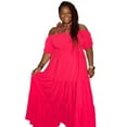 thumbnail image 1 of Women's Plus Size Off The Shoulder Tiered Flare Dress, 1 of 3