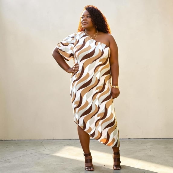 Women’s Plus Size One Shoulder Asymmetrical Dress