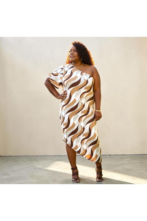 Women’s Plus Size One Shoulder Asymmetrical Dress