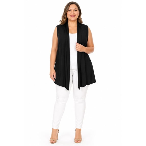 Women's Plus Size Open Front Sleeveless Vest Loose Fit Casual Solid Office Wear