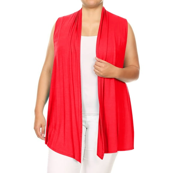 Women's Plus Size Open Front Sleeveless Vest Loose Fit Casual Solid Office Wear