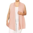 thumbnail image 1 of Women's Plus Size Open Front Sleeveless Vest Loose Fit Casual Solid Office Wear, 1 of 4