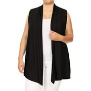 FASHIONSTREAM Women's Plus Size Open Front Sleeveless Vest Loose Fit Casual Solid Office Wear