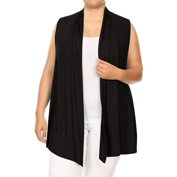 Women's Plus Size Open Front Sleeveless Vest Loose Fit Casual Solid Office Wear