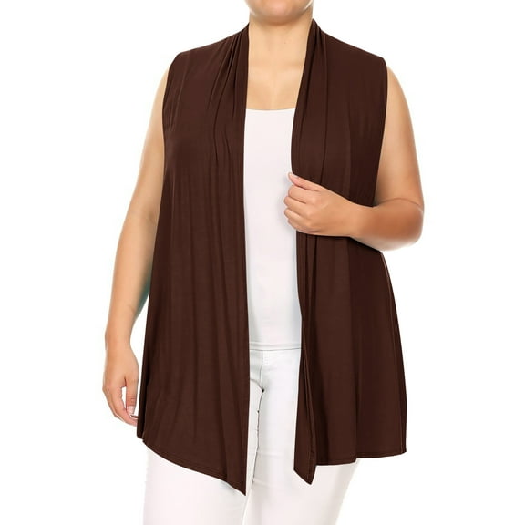 Women's Plus Size Open Front Sleeveless Vest Loose Fit Casual Solid Office Wear