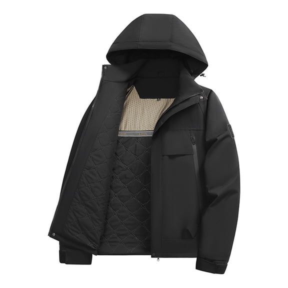 Women's Plus Size Outdoor Cotton-Padded Jacket - Fashionable Comfortable, Windproof Waterproof, Black, L