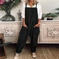 thumbnail image 1 of Women's Plus Size Overalls Casual Jumpers Loose Solid Color Dungarees Romper Baggy Playsuit Cotton And Linen Sleeveless Jumpsuit on Clearance, 1 of 6