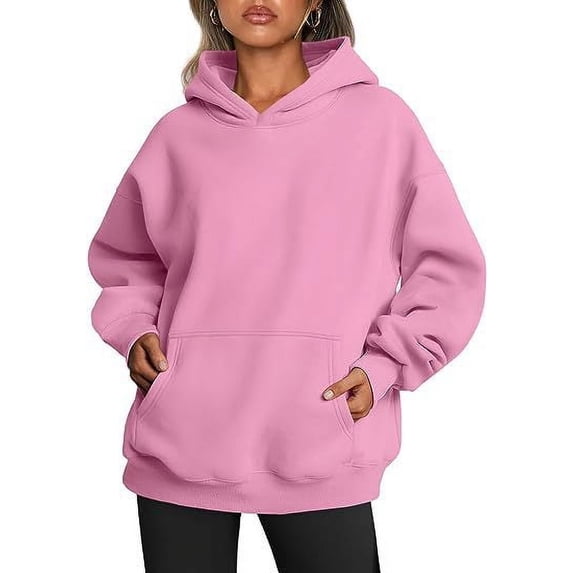 Women's Plus Size Oversized Hooded Sweatshirt - Thick Warm Fleece Lined Long Sleeve Pullover Casual Loose Fit Hoodie Top Trendy Streetwear Hoodies For Teen Girls