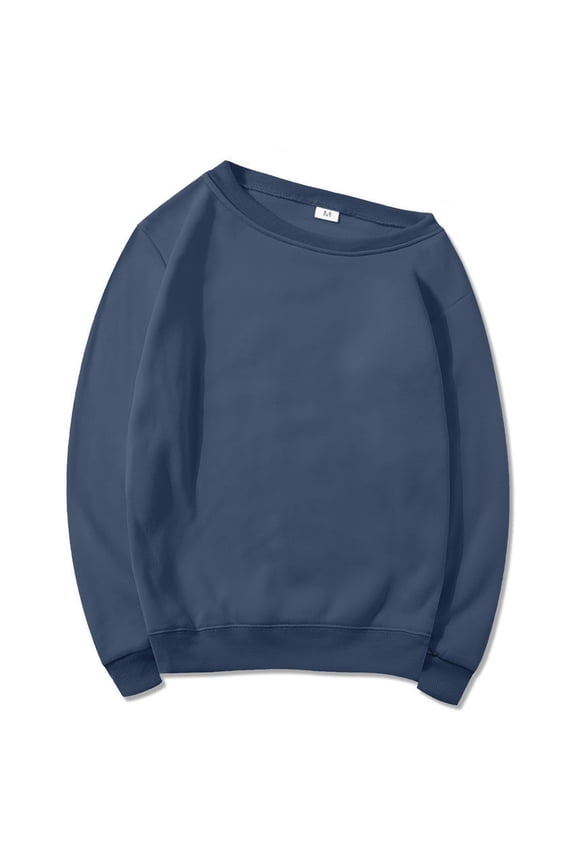 Women's Plus Size Oversized Off-Shoulder Long Sleeve Sweatshirt, No Hood Trendy Loose Fit Tops for Fall Winter Casual Wear, Daily Use, and Outdoor Activities Navy XXL