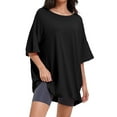 thumbnail image 1 of Women's Oversized T-Shirt - Soft Summer Casual Tee, Half Sleeve Crew Neck Tunic Top, Comfortable Loose Fit, 1 of 6
