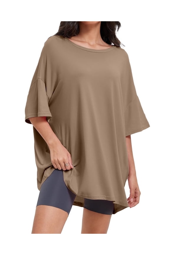 Women's Oversized T-Shirt - Soft Summer Casual Tee, Half Sleeve Crew Neck Tunic Top, Comfortable Loose Fit