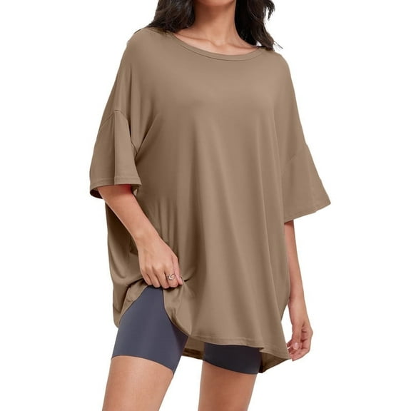 Women's Oversized T-Shirt - Soft Summer Casual Tee, Half Sleeve Crew Neck Tunic Top, Comfortable Loose Fit