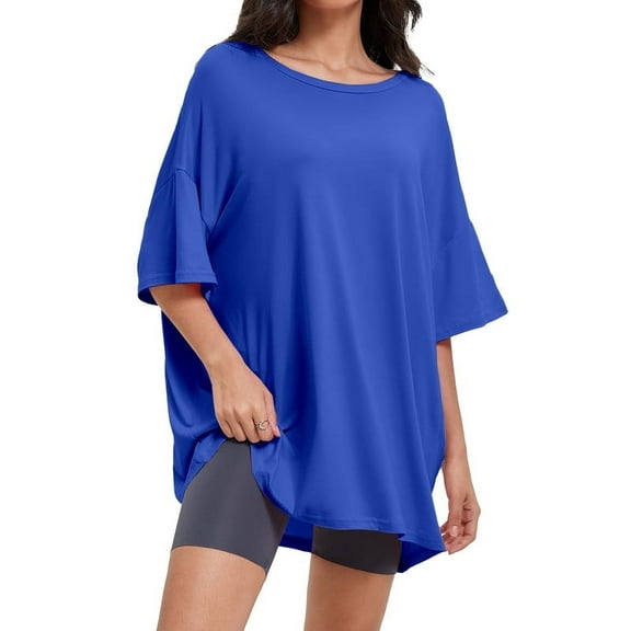 Women's Oversized T-Shirt - Soft Summer Casual Tee, Half Sleeve Crew Neck Tunic Top, Comfortable Loose Fit
