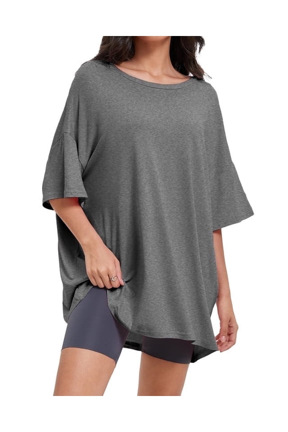 Women's Oversized T-Shirt - Soft Summer Casual Tee, Half Sleeve Crew Neck Tunic Top, Comfortable Loose Fit