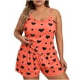 thumbnail image 1 of Women's Plus Size Pajama Set Heart Print Loungewear Cami Top and Shorts Sleepwear Lounge Summer Pjs, 1 of 4