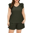 thumbnail image 1 of Women's Plus Size Pajama Set Lounge Set Short Sleeve Tops Loungewear Top and Shorts, 1 of 5