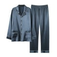 thumbnail image 1 of Women's Plus Size Pajama Set with Lapel Button Long Sleeve Top and Pants with Pockets, 1 of 2