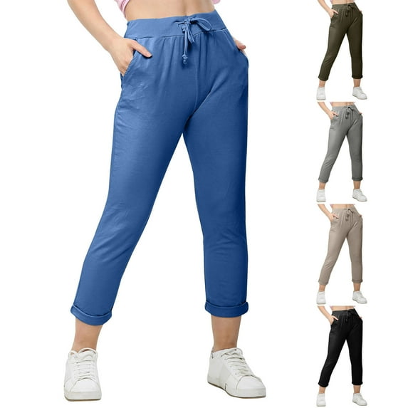 Women's Plus Size Pants Fashion Casual Pocket Solid Elastic Waist Drawstring Pencil Pants