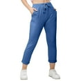 thumbnail image 1 of Women's Plus Size Pants Fashion Casual Pocket Solid Elastic Waist Drawstring Pencil Pants, 1 of 7