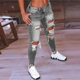 thumbnail image 1 of Women's Plus Size Pants Women Solid Color Hole Low Waist Jeans Flares Ankle Fashion Pants Trouser,Gray Women's Plus Size Pants XXXXXL, 1 of 4