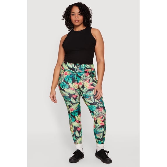 Women's Plus Size Patterned Leggings with Cell Phone Pockets