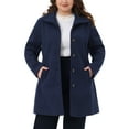 thumbnail image 1 of Agnes Orinda Women's Plus Size Pea Coat Single Breasted Overcoat Lapel Long Sleeves Belt Winter Outerwear with Pockets 1X Navy Blue, 1 of 6