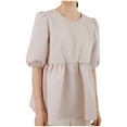 thumbnail image 1 of Women's Plus Size Peplum Tops Short Sleeve Loose Blouse Ruffle Asymmetrical Hem Shirts, 1 of 9