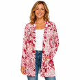 thumbnail image 1 of Women's Plus Size Pink Boho Print Cardigan, Long Sleeve Open Front Tunic with Pockets, 1 of 8