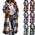 thumbnail image 1 of Women's Plus Size Plaid Jackets Lightweight Casual Zipper Hooded Cardigan Long Sleeves Coat Tops, 1 of 8