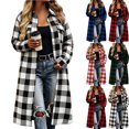 thumbnail image 1 of Women's Plus Size Plaid Jackets Lightweight Lapel Comfortable And Casual LooseLong Sleeved Jacket Top, 1 of 1
