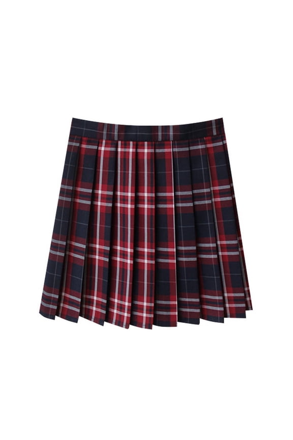 Women's Plus Size Plaid Pleated Skirt Short Uniform Role Play & Cosplay Under $10 Retro Mini Skirt in Pink Black Navy