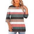 thumbnail image 1 of Women's Plus Size Plaid Print Top, Round Neck Three Quarter Sleeve Oversized Blouse, Trendy Casual Wear for Fall Season or Weekend, Light Brown - 2XL, 1 of 4