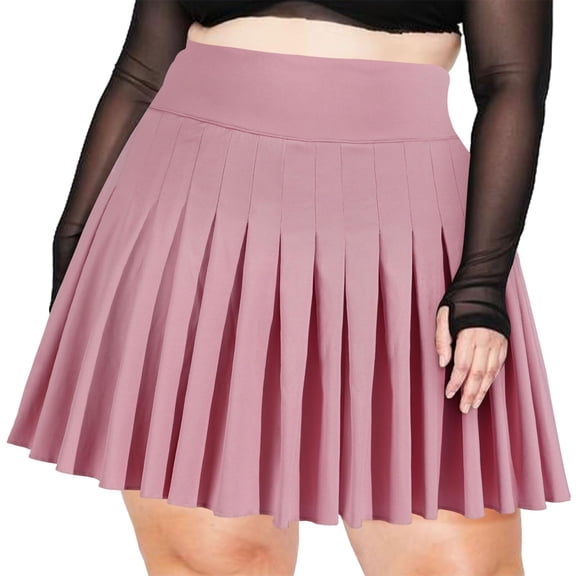 Women's Plus Size Pleated Tennis Skirt- Girls High Waist Athletic Golf Skirts with Shorts Black
