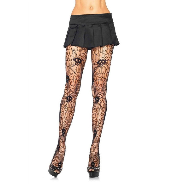 Women s Plus Size Plus Scary Skull Pantyhose Black Walmart