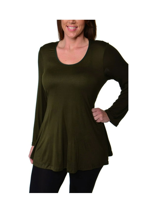 Women's Plus Size Poised Swing Tunic Top Army 2XL