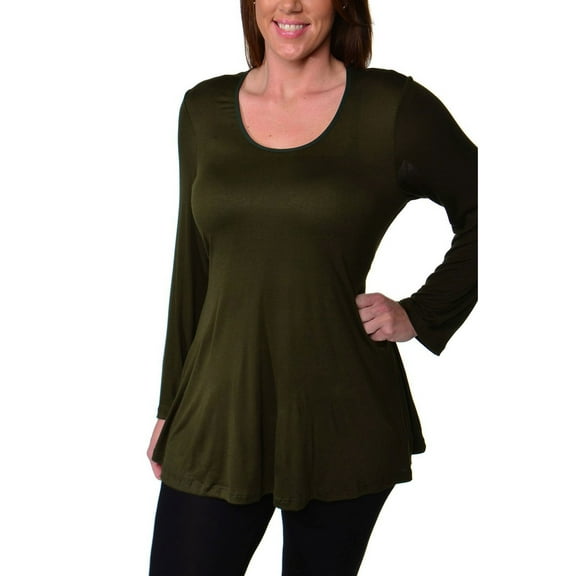 Women's Plus Size Poised Swing Tunic Top Army 2XL
