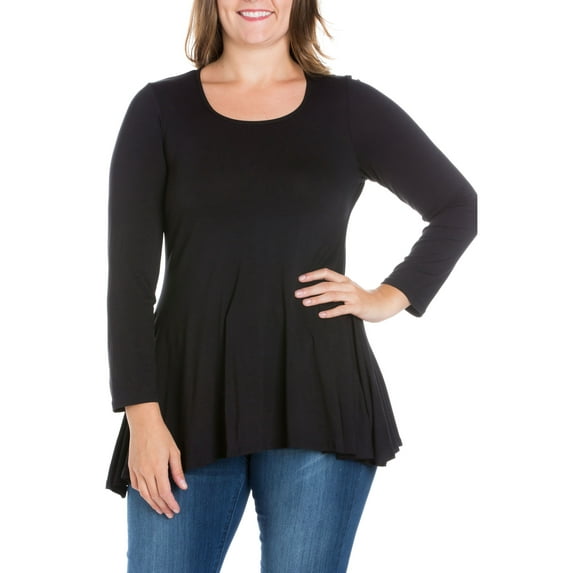 Women's Plus Size Poised Swing Tunic Top Black 2XL