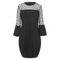 thumbnail image 1 of Women's Plus Size Polka Dot Mesh Yoke Flounce Sleeve Split Dress 1X-5X, 1 of 7